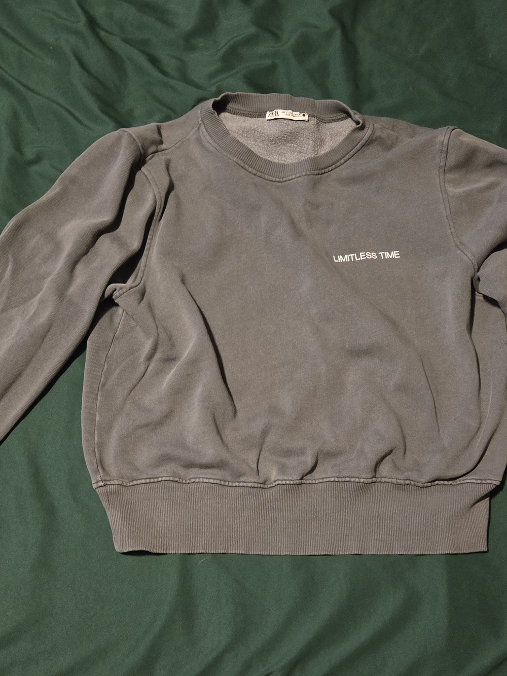 Zara Limitless Time Grey Crewneck Sweatshirt Size Small
